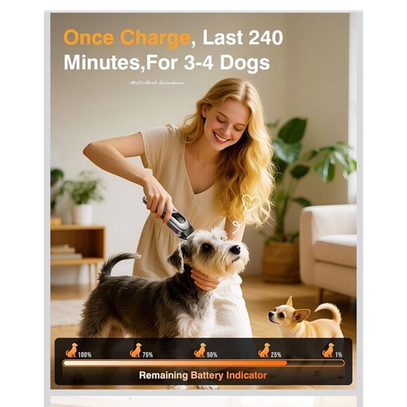 New Professional Cordless Dog Pet Hair Clippers  Grooming Kit Low Noise 8 Combs - Picture 4 of 16